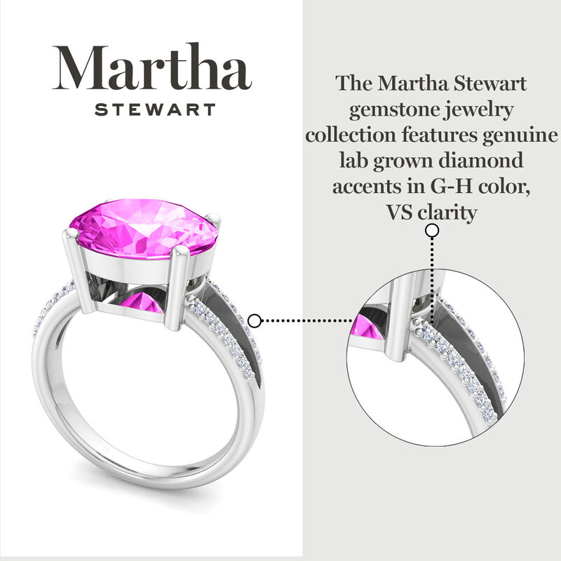 Martha Stewart 4 1/2ctw. Oval Pink Sapphire & Lab Grown Diamond Ring In Sterling Silver image number null
